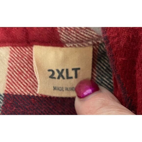 RED HEAD Men's Flannel Shirt Size 2XT, Red/Blue/White Plaid, 100% Cotton, Button - Picture 8 of 11
